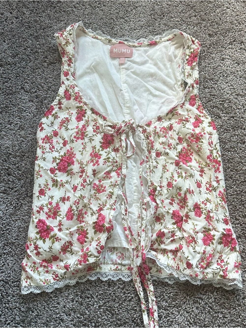 Show Me Your MuMu Cream Floral Tie-Front Tank Top